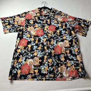 Vintage Go Barefoot 1957 Hawaiian Button Up Shirt Size L‎ Hula Hands AOP Summer